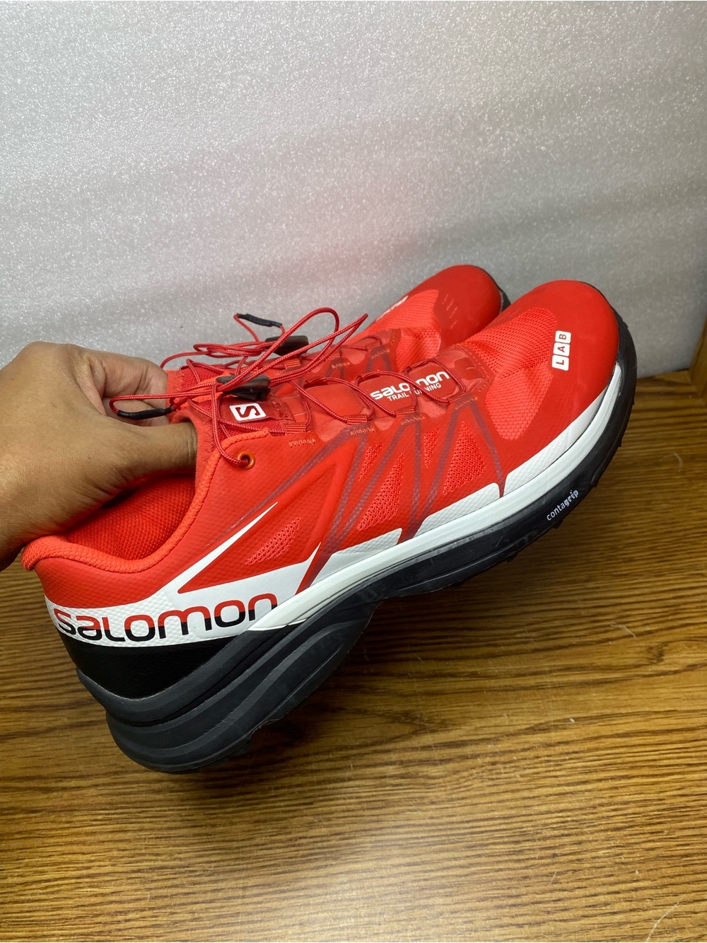 Salomon S-Lab Wings 8 Trail Running Shoes Men’s size 9.5 Red Black MSRP $180